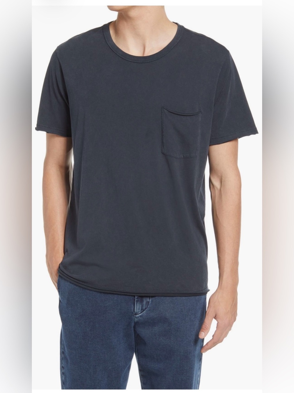 Rag & Bone Men’s Black Washed Miles Organic Cotton Pocket Tee Shirt Sz XXL NWOT